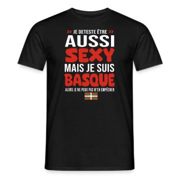 je deteste d être aussi sexy mais je suis basque - T-shirt homme - noir - Devant - AI Model Male 178 light (178cm)