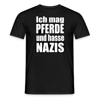 mag Pferde hasse Nazis - Männer T-Shirt - Schwarz - Vorne - AI Model Male 178 light (178cm)