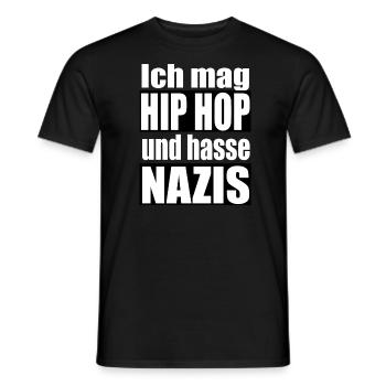 mag Hip Hop hasse Nazis - Männer T-Shirt - Schwarz - Vorne - AI Model Male 178 light (178cm)