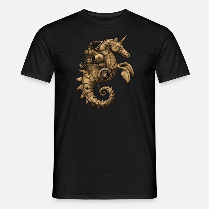 Steampunk Seepferdchen - Männer T-Shirt - Schwarz