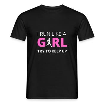 Running Like a Girl Girl Power Marathon Race - Men's T-Shirt - black - Front - AI Model Male 178 light (178cm)