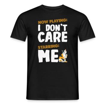 i don't care with funny cat - Men's T-Shirt - black - Front - AI Model Male 178 light (178cm)