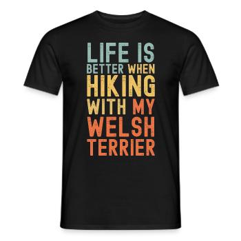 Welsh-Terrier Chien de randonnée rétro - T-shirt homme - noir - Devant - AI Model Male 178 light (178cm)