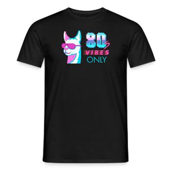 80s Vibes Only Llama Alpaca Eighties Style - Men's T-Shirt - black - Front - AI Model Male 178 light (178cm)