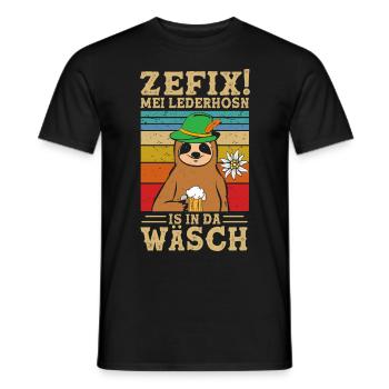 ZEFIX Mei Lederhosn Is In Da Wäsch Tracht - T-shirt homme - noir - Devant - AI Model Male 178 light (178cm)
