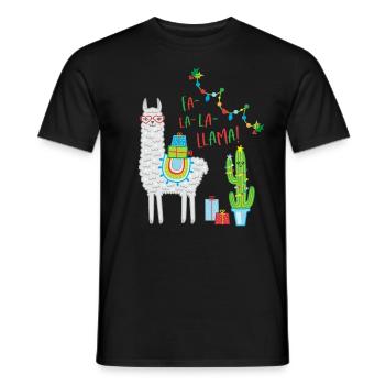 Fa la Llama Pull de Noël Cadeau de Noël - T-shirt homme - noir - Devant - AI Model Male 178 light (178cm)