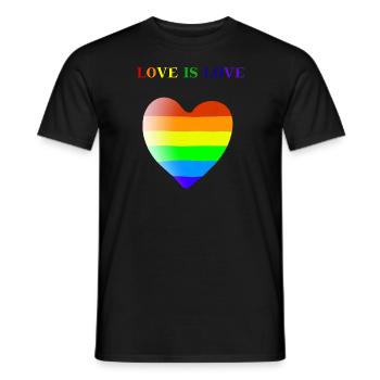 Idée cadeau coeur arc-en-ciel LGBT L'amour c'est l'amour - T-shirt homme - noir - Devant - AI Model Male 178 light (178cm)