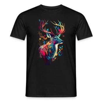 Chasse au cerf coloré - T-shirt homme - noir - Devant - AI Model Male 178 light (178cm)