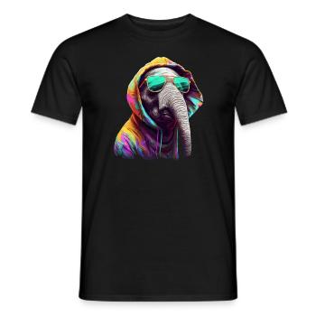 Eléphant Afrique Asie Animal Bébé éléphant Cool - T-shirt homme - noir - Devant - AI Model Male 178 light (178cm)