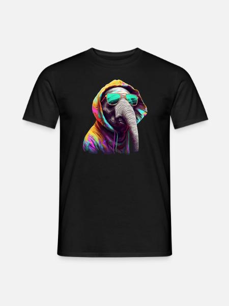 Eléphant Afrique Asie Animal Bébé éléphant Cool - T-shirt homme - noir