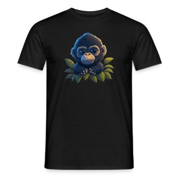 Illustration de dessin animé de bébé gorille - T-shirt homme - noir - Devant - AI Model Male 178 light (178cm)