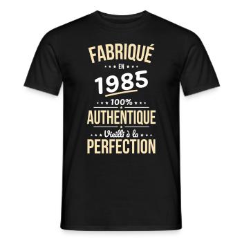 Anniversaire 40 ans - Fabriqué en 1985 - T-shirt homme - noir - Devant - AI Model Male 178 light (178cm)