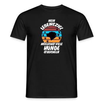 Mein Lebensziel: Möglichst viele Hunde streicheln - Männer T-Shirt - Schwarz - Vorne - AI Model Male 178 light (178cm)