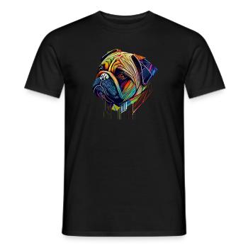 Couleur tendance du visage du carlin dans la conception polygénique - T-shirt homme - noir - Devant - AI Model Male 178 light (178cm)