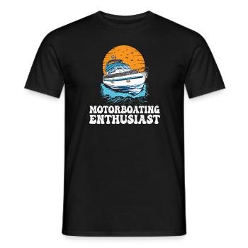 Pontoon Boat Captain Motorboating Enthusiast - Men's T-Shirt - black - Front - AI Model Male 178 light (178cm)