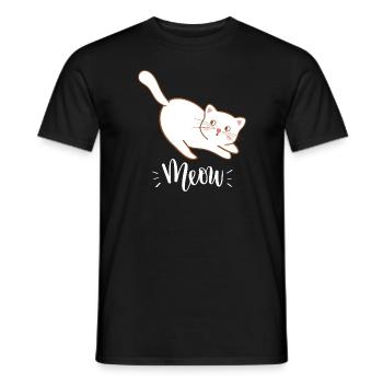 Mignon Kawaii drôle de chat disant miaulement - T-shirt homme - noir - Devant - AI Model Male 178 light (178cm)