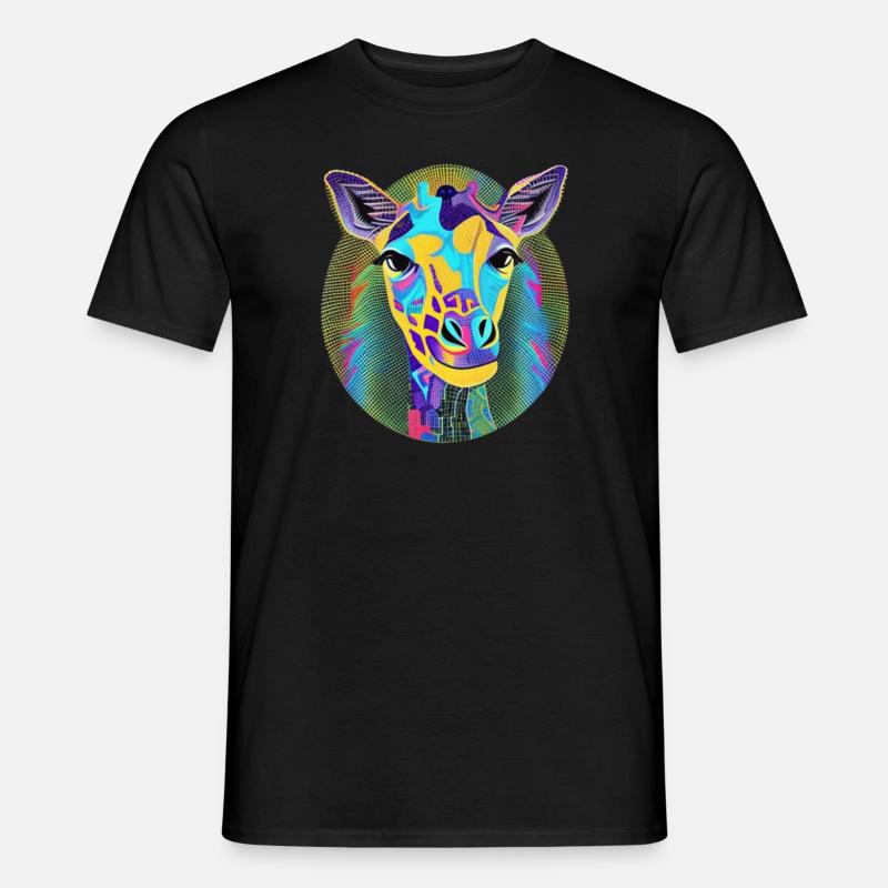 Multicolored Quantum Mosaic Giraffe 2 - Men’s T-shirt - black