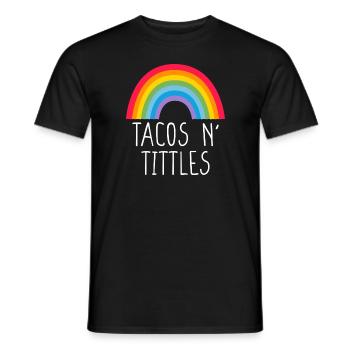 Tacos And Titties Funny LGBT Gay Pride Lesbian - Men's T-Shirt - black - Front - AI Model Male 178 light (178cm)