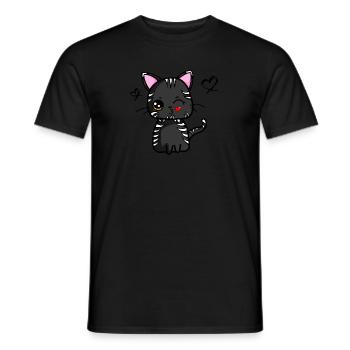 Kawaii Katze mit Kussmund (schwarz) | Kawaii-Tiere - Männer T-Shirt - Schwarz - Vorne - AI Model Male 178 light (178cm)
