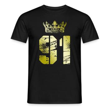 91 Number crown - Men's T-Shirt - black - Front - AI Model Male 178 light (178cm)