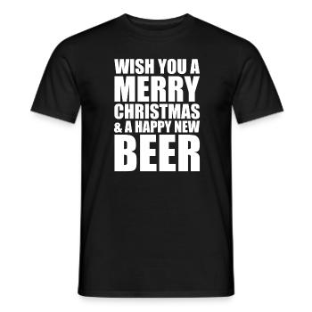 Wish you a Merry Christmas & a happy new beer - Männer T-Shirt - Schwarz - Vorne - AI Model Male 178 light (178cm)