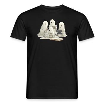 Ghost Family Books, Coffee, and Cozy Moments - Männer T-Shirt - Schwarz - Vorne - AI Model Male 178 light (178cm)