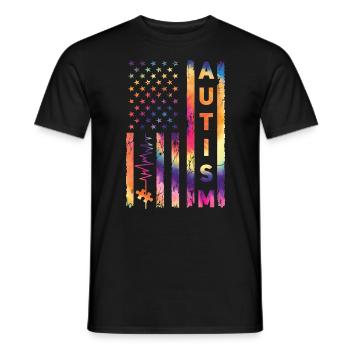 American USA Flag Autism Aware... Autism Awareness - Männer T-Shirt - Schwarz - Vorne - AI Model Male 178 light (178cm)