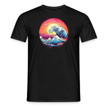 Wave Sunset Sea Sun Holiday Summer - Men's T-Shirt - black - Front - AI Model Male 178 light (178cm)