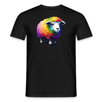 Sheep Cool Cute Colorful Rainbow and Cool - Men's T-Shirt - black - Front - AI Model Male 178 light (178cm)