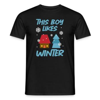 Junge mag winterliche Wintertage Schneeflocken-Tee - Männer T-Shirt - Schwarz - Vorne - AI Model Male 178 light (178cm)