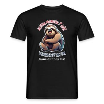 Good morning? Huh! Beware of old very thin ice - Men's T-Shirt - black - Front - AI Model Male 178 light (178cm)