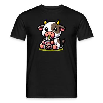 Bubble Tea vache Boba Tea Kawaii cadeau - T-shirt homme - noir - Devant - AI Model Male 178 light (178cm)