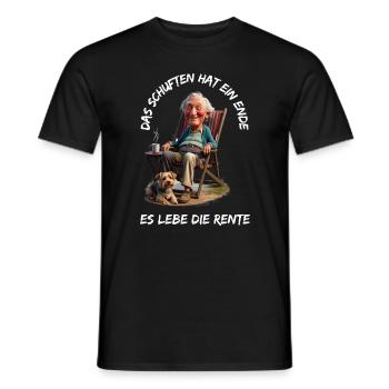 The toiling has come to an end - Long live the pension - Men's T-Shirt - black - Front - AI Model Male 178 light (178cm)