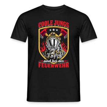 Coole Jungs Sind Bei Der Feuerwehr - Männer T-Shirt - Schwarz - Vorne - AI Model Male 178 light (178cm)