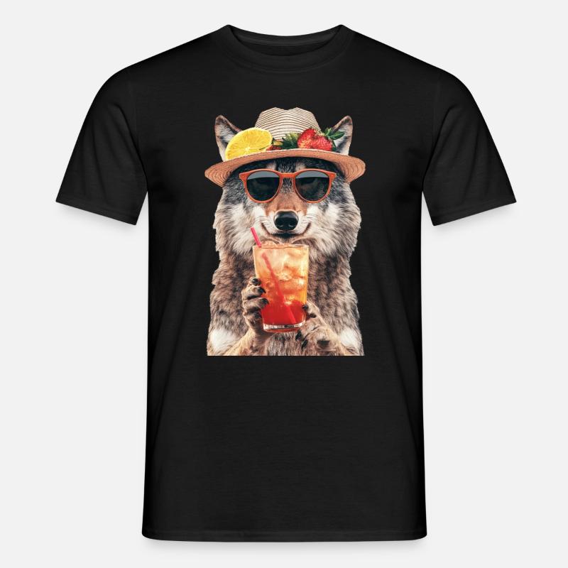 Wolf - Männer T-Shirt - Schwarz