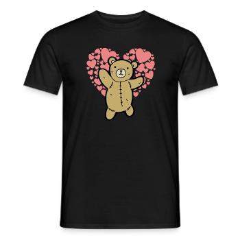Cute little teddy bear with hearts - Men's T-Shirt - black - Front - AI Model Male 178 light (178cm)