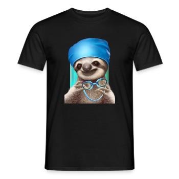 PARESSEUX ET LUNETTES - T-shirt homme - noir - Devant - AI Model Male 178 light (178cm)