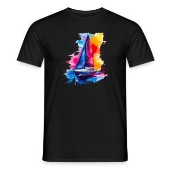 Sailboat design in watercolor look - Men's T-Shirt - black - Front - AI Model Male 178 light (178cm)