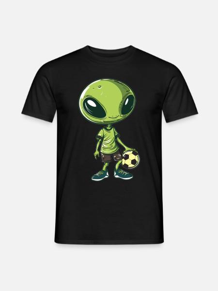 Football-playing alien - Men's T-Shirt - black