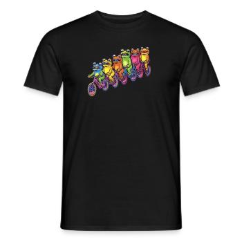 Music Lover Funny Rainbow Frog Bicyclist Rave - Men's T-Shirt - black - Front - AI Model Male 178 light (178cm)