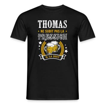 Thomas bière thomas cadeau Thomas fêtes - T-shirt homme - noir - Devant - AI Model Male 178 light (178cm)