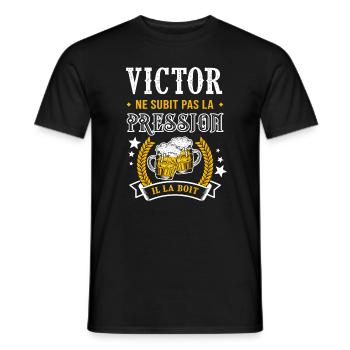 Victor bière victor cadeau Victor fêtes - T-shirt homme - noir - Devant - AI Model Male 178 light (178cm)