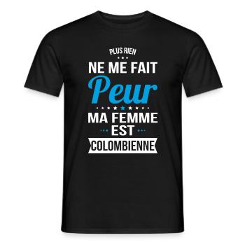 Rien ne me fait peur ma femme est Colombienne - T-shirt homme - noir - Devant - AI Model Male 178 light (178cm)