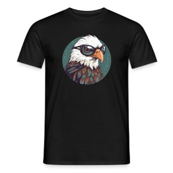 Aigle avec lunettes de soleil, faucon, oiseau - T-shirt homme - noir - Devant - AI Model Male 178 light (178cm)