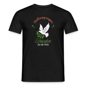 Frieden für die Welt - Taube mit Olivenzweig - Männer T-Shirt - Schwarz - Vorne - AI Model Male 178 light (178cm)