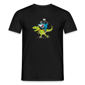 Cadeau de pirate dinosaure requin drôle - T-shirt homme - noir - Devant - AI Model Male 178 light (178cm)
