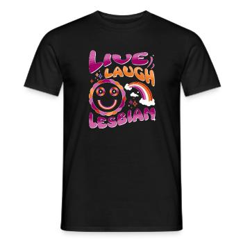 Live Laugh Lesbian - Männer T-Shirt - Schwarz - Vorne - AI Model Male 178 light (178cm)
