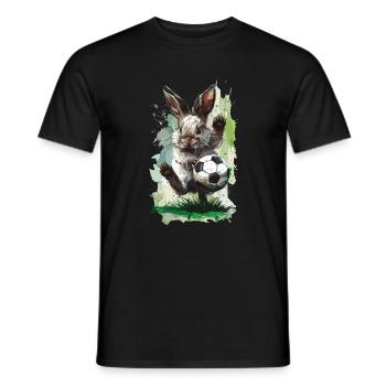 Fußball Kaninchen Hase Spielt Ball Ostern Geschenk - Männer T-Shirt - Schwarz - Vorne - AI Model Male 178 light (178cm)