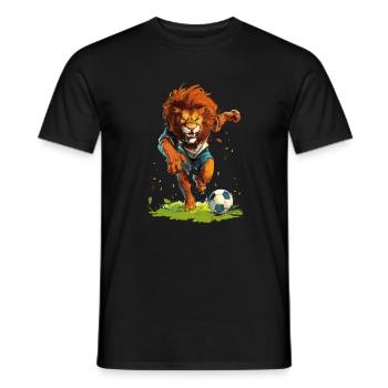 Fußball Löwe Lion - Sternzeichen Löwe - Männer T-Shirt - Schwarz - Vorne - AI Model Male 178 light (178cm)