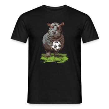 Fußball Soccer Nilpferd Soccer hippopotamus hippo - Männer T-Shirt - Schwarz - Vorne - AI Model Male 178 light (178cm)